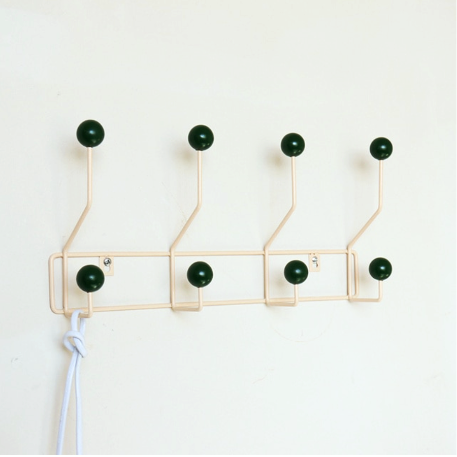 Metal Hook Rack for Entryway Storage – Dual-Hook Design with Glossy Knobs for Coats, Bags & Hats – Compact Space-Saving Organizer for Hallwa