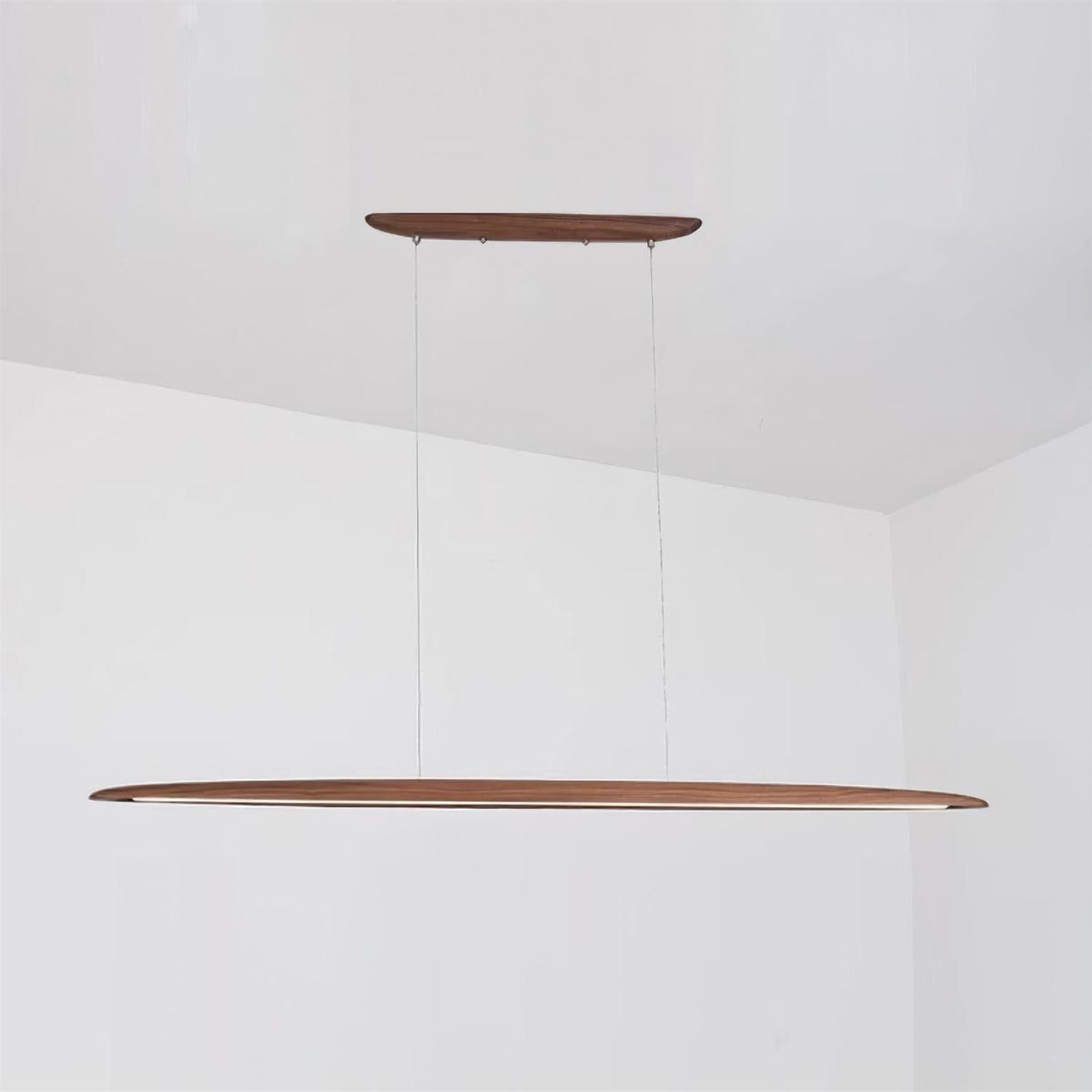 Linear Wood Ceiling Light Fixture with Built-In LED Warm Glow for Kitchen Island Dining Room Office Adjustable Height Bar Lamp Modern Farmho