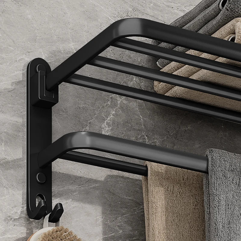 Talon Towel Rack - Collapsible Steel, Matte Black Towel Storage
