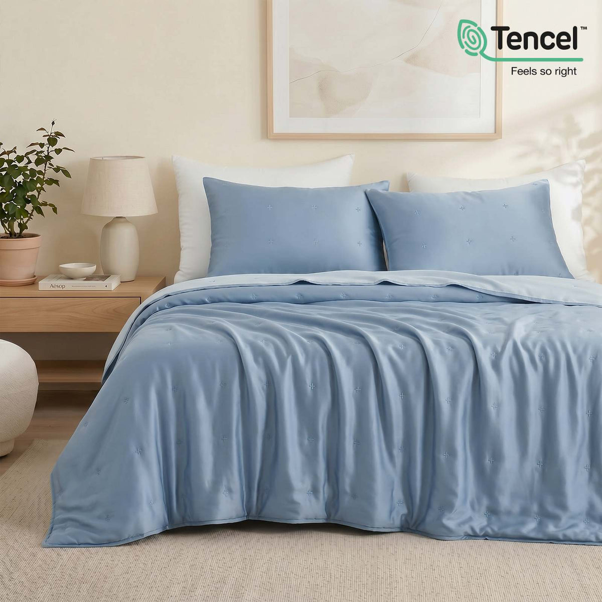 Eco-Friendly Comforter Set | Tencel Cooling Comforter with Moisture-Wicking Technology | Lightweight Design for Hot Sleepers