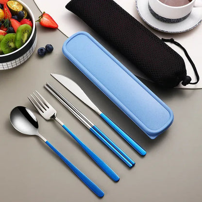 Eco-Friendly Portable Cutlery Set with Stainless Steel Utensils | Compact Design for Sustainable Dining