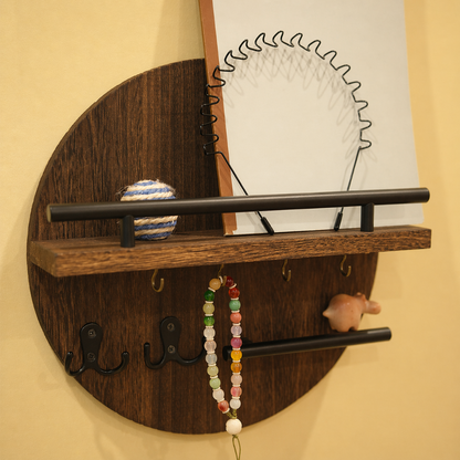Eco-Friendly Wooden Key Holder | Stylish Wall Organizer with Hooks
