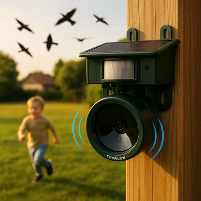 EcoGuard | Bird Deterrent Repeller with Motion Sensor & Natural Sounds | Effective Solution for Pigeon and Woodpecker Control
