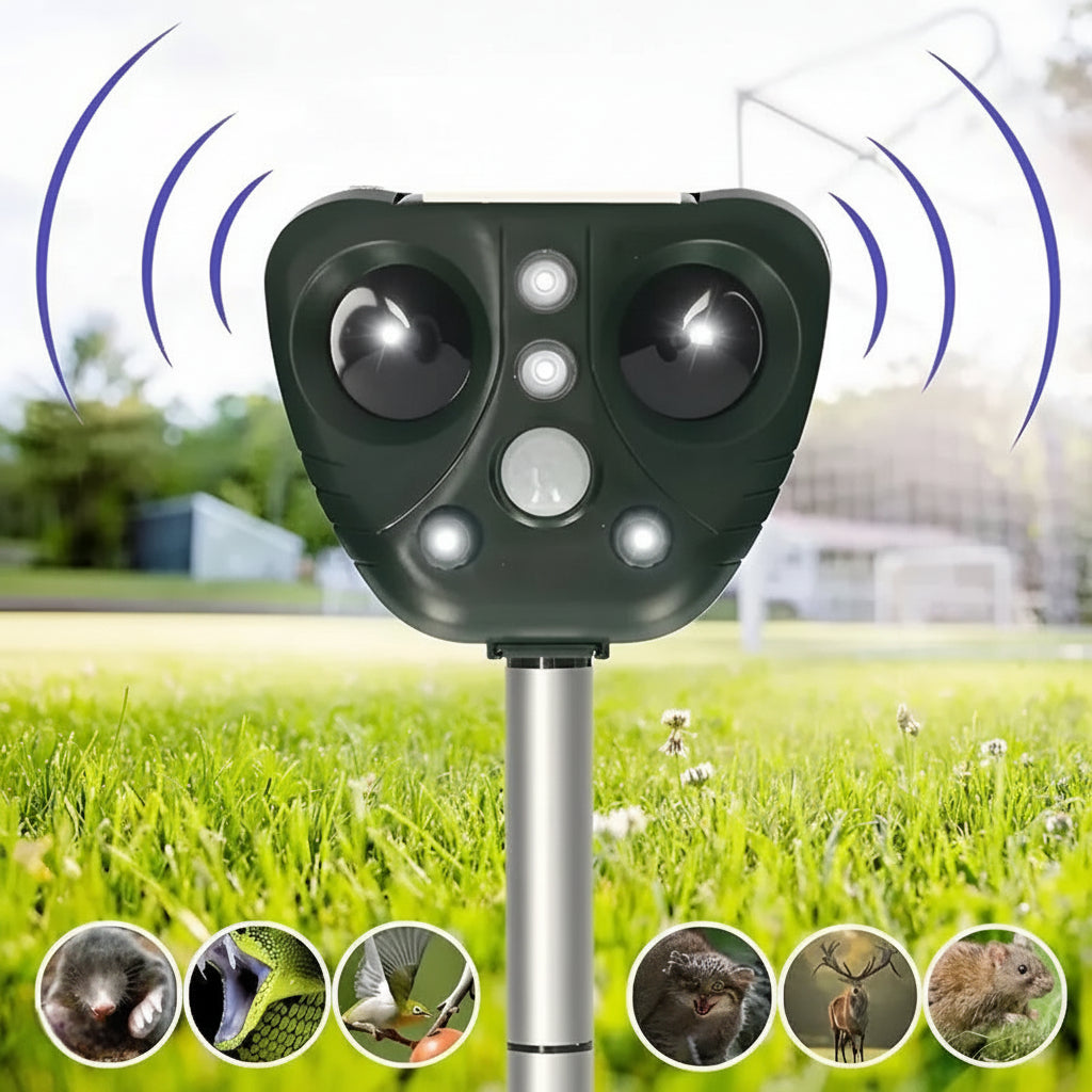 Bird Deterrent Ultrasonic Solar Powered, Bird Repellent Devices Outdoor with Flashing LED Light and 5 Modes, Pigeon Deterrent
