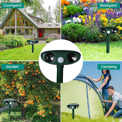 EcoGuard | Ultrasonic Cat, Squirrel & Rat Deterrent with Motion Sensor | Safe Solar-Powered Solution for Gardens and Yards