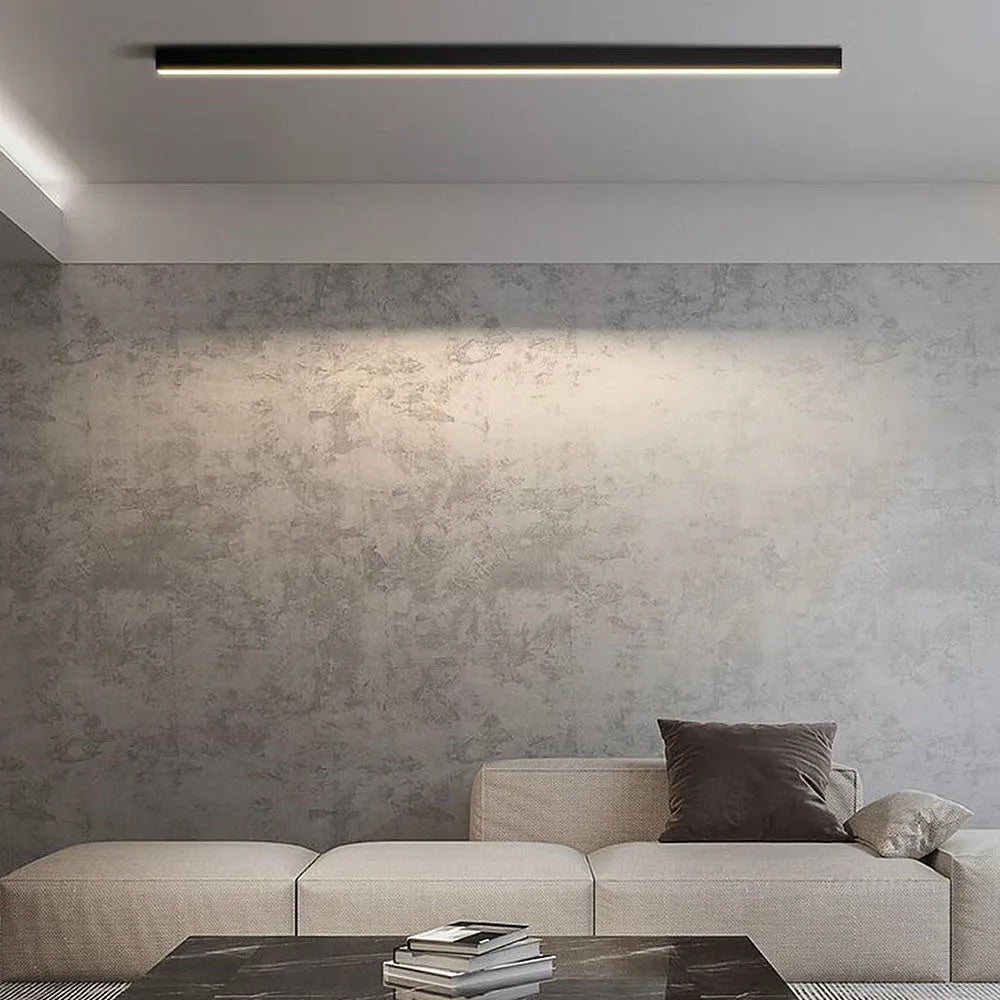 Linear LED Flush Mount Ceiling Light 47-inch Black Fixture for Bedroom Living Room Hallway Contemporary Minimalist Home Lighting