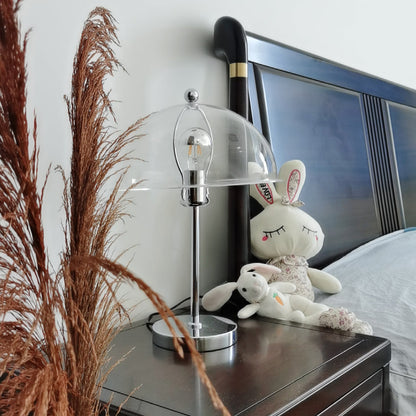 Bedside Reading Light with Acrylic Shade – Silver Metal Frame – 12 in Diameter – Modern Desk Accent for Bedroom, Office & Living Room