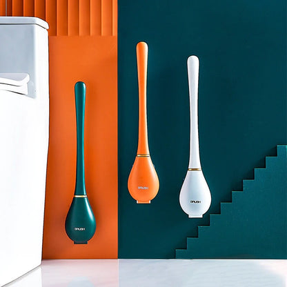Efficient Wall-Mounted Toilet Brush with Flexible Head & Quick-Dry Holder for Hygienic Cleaning