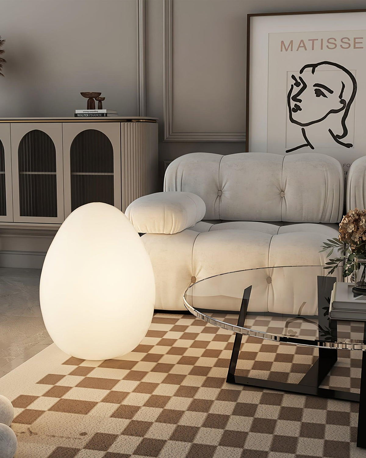 Egg-Shaped LED Mood Lamp 12 in White Polyethylene Shade 3-Mode Light Indoor Outdoor Cordless Rechargeable Accent Light for Living Room Patio
