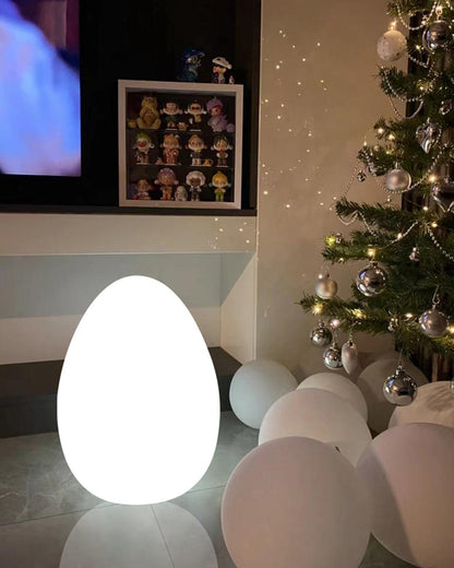 Egg-Shaped LED Mood Lamp 12 in White Polyethylene Shade 3-Mode Light Indoor Outdoor Cordless Rechargeable Accent Light for Living Room Patio