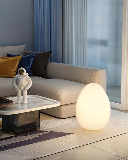 Egg-Shaped LED Mood Lamp 12 in White Polyethylene Shade 3-Mode Light Indoor Outdoor Cordless Rechargeable Accent Light for Living Room Patio