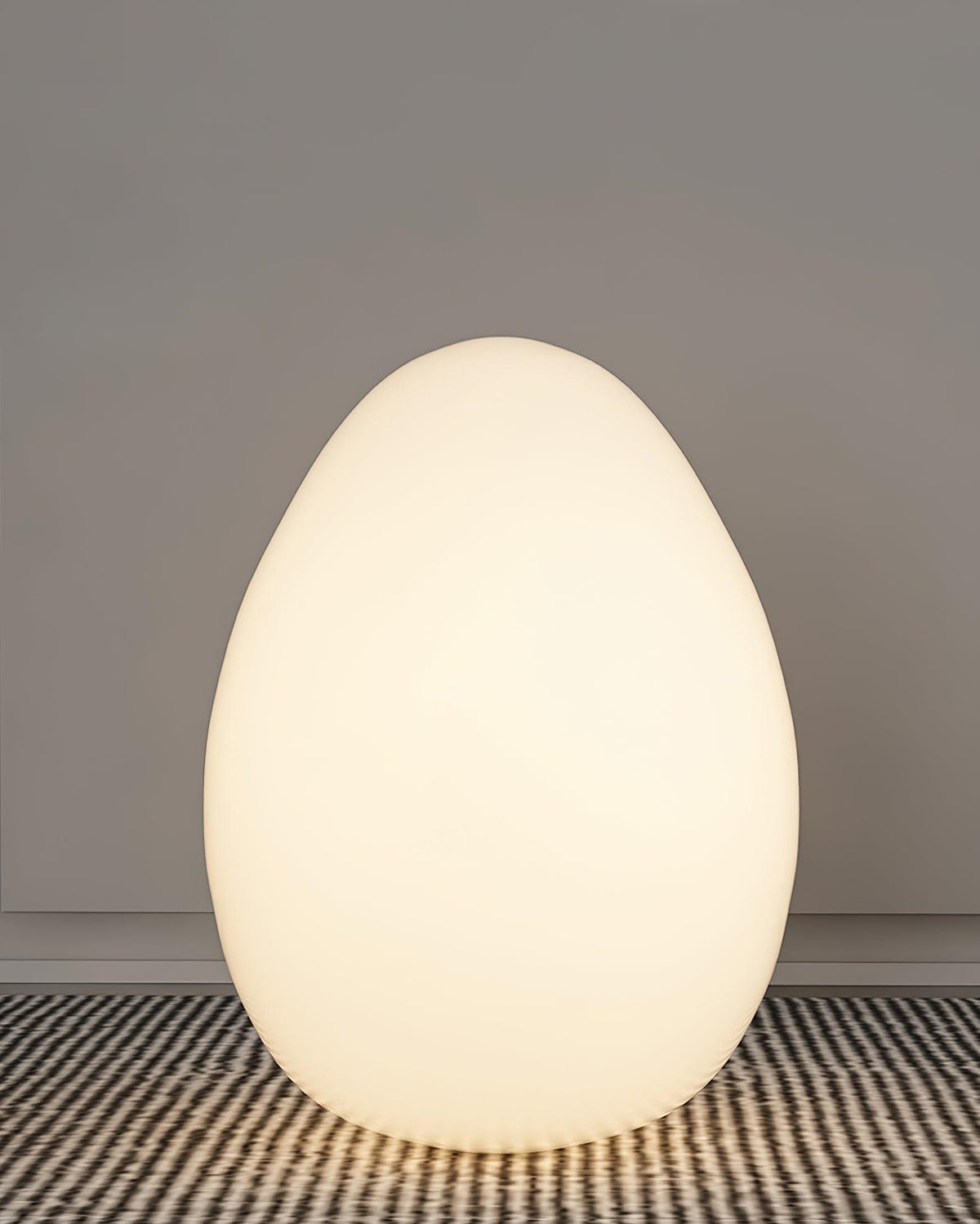 Egg-Shaped LED Mood Lamp 12 in White Polyethylene Shade 3-Mode Light Indoor Outdoor Cordless Rechargeable Accent Light for Living Room Patio