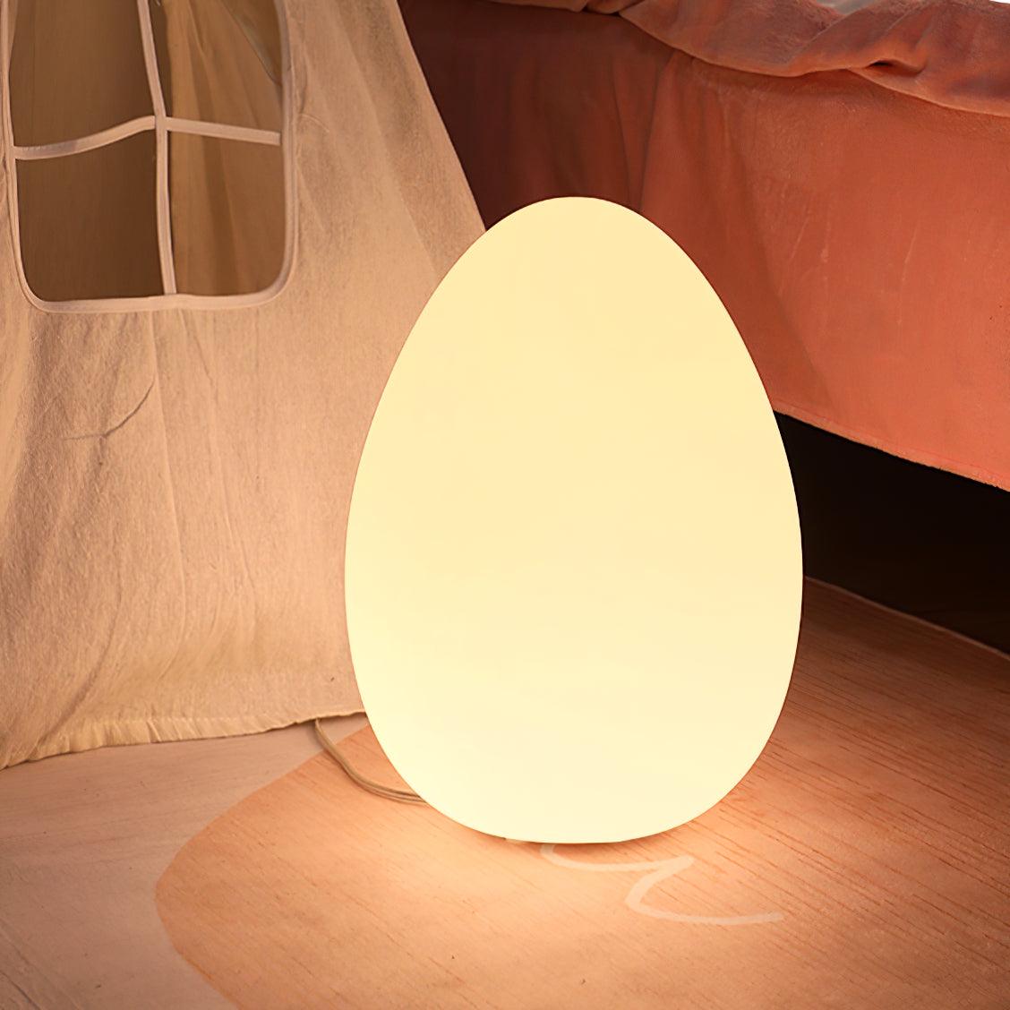 Egg-Shaped LED Mood Lamp 12 in White Polyethylene Shade 3-Mode Light Indoor Outdoor Cordless Rechargeable Accent Light for Living Room Patio