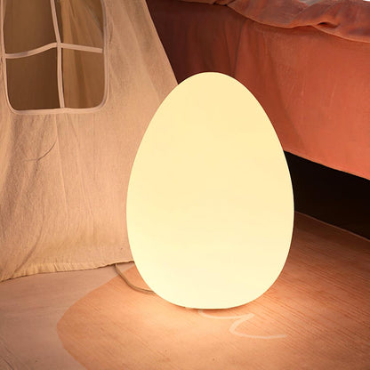 Egg-Shaped LED Mood Lamp 12 in White Polyethylene Shade 3-Mode Light Indoor Outdoor Cordless Rechargeable Accent Light for Living Room Patio