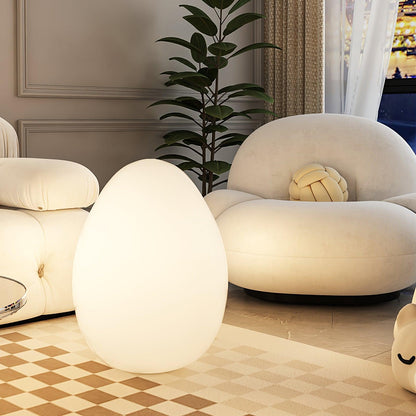 Egg-Shaped LED Mood Lamp 12 in White Polyethylene Shade 3-Mode Light Indoor Outdoor Cordless Rechargeable Accent Light for Living Room Patio