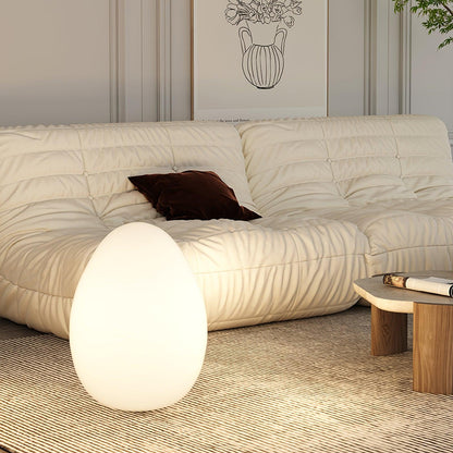 Egg-Shaped LED Mood Lamp 12 in White Polyethylene Shade 3-Mode Light Indoor Outdoor Cordless Rechargeable Accent Light for Living Room Patio