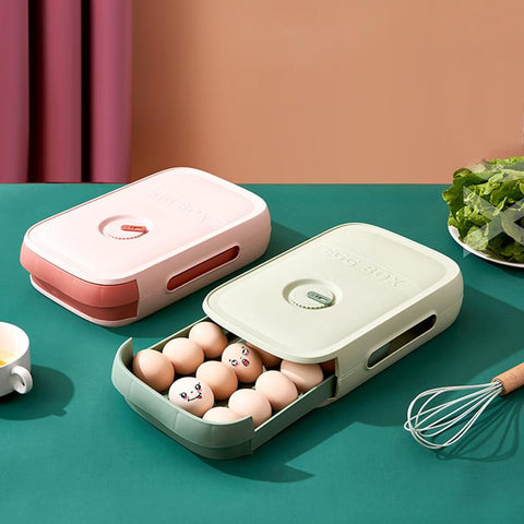 Evara Egg Container for Fridge - Stackable with Pull-Out Drawer