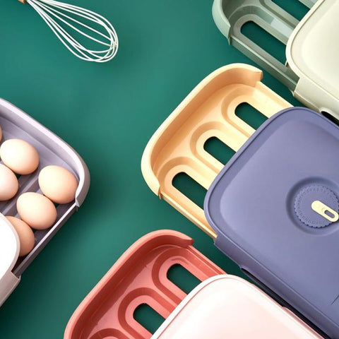 Evara Egg Container for Fridge - Stackable with Pull-Out Drawer
