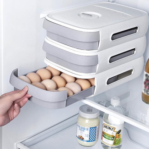 Evara Egg Container for Fridge - Stackable with Pull-Out Drawer