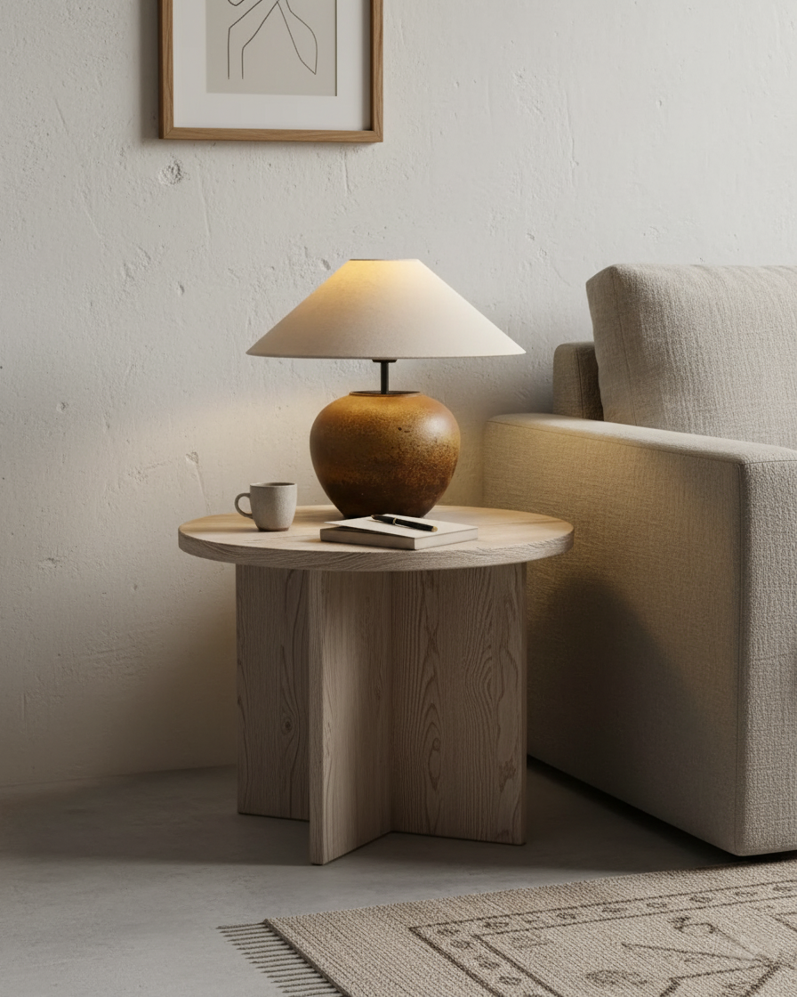 Handcrafted Ceramic Bedside Lamp 16x15 inches White Ambient Light for Bedroom Nightstand Reading Corner Living Room Side Table Desk Accent M