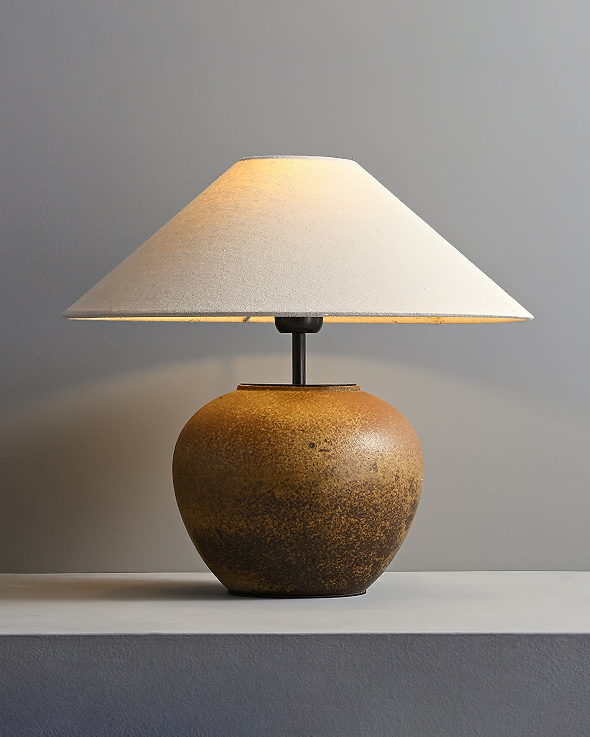 Handcrafted Ceramic Bedside Lamp 16x15 inches White Ambient Light for Bedroom Nightstand Reading Corner Living Room Side Table Desk Accent M