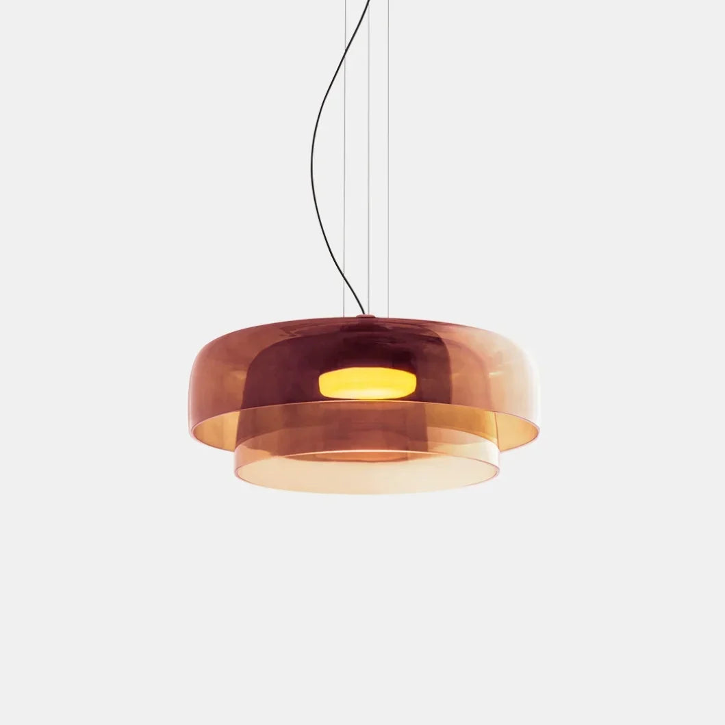 Layered Glass Bowl Ceiling Fixture 10 in Diameter Adjustable Drop Length Multi-Tone Illumination for Kitchens Dining Spaces Living Rooms Mod