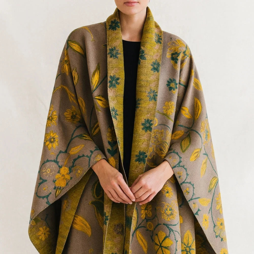 Elara Shawl Scarf - Double-Sided Floral Microfiber, Warm and Stylish
