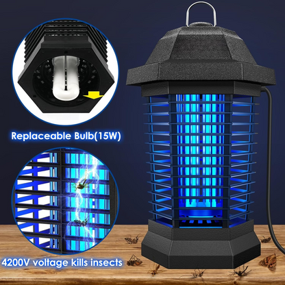 Outdoor Bug Zapper, Electric Insect Zapper for Indoor Use, Mosquito Trap, Fly Trap with UV Light, Mosquito Killer