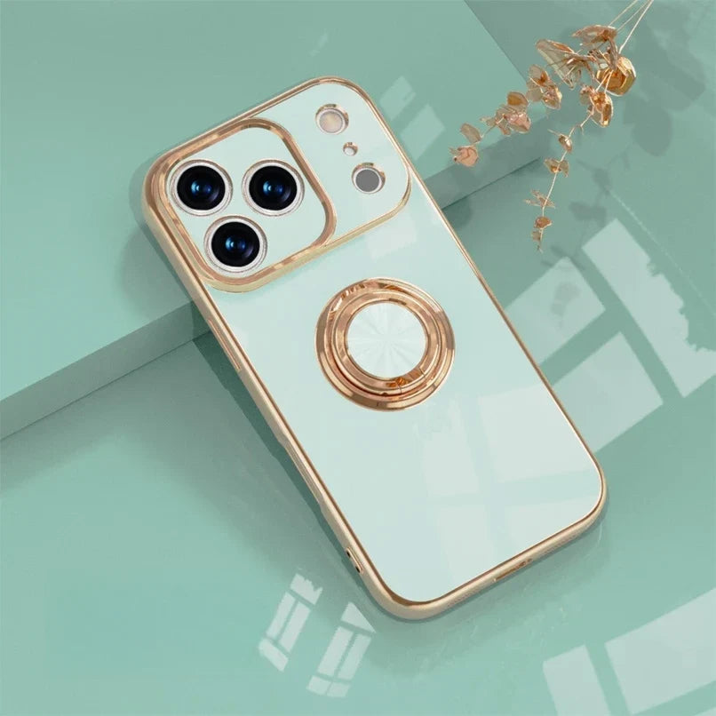 Magnetic Ring Stand iPhone Case with Shock Absorption & Microfiber Lining for iPhone 14-17 Models