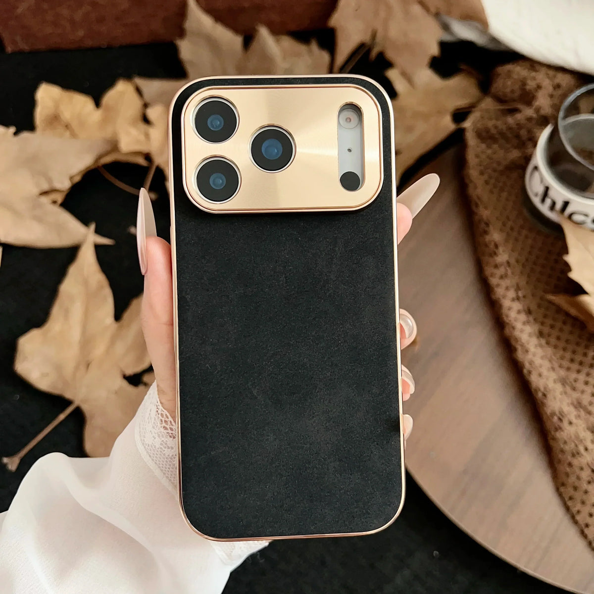 Protective iPhone Case with Luxe Metallic Frame & Textured Back for iPhone 13-17 Series