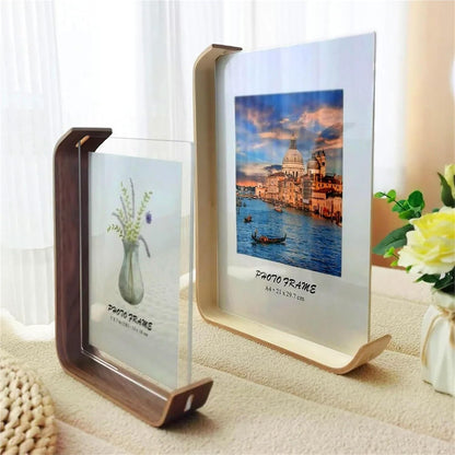 Elegant Acrylic Wood Photo Frame | Double-Sided Display for Versatile Showcasing