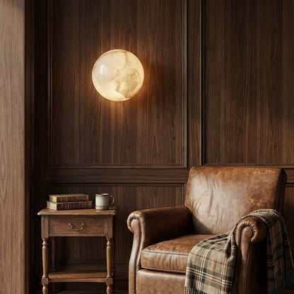 Elegant Alabaster Orb Wall Lamp with Soft Glow | Minimalist Design for Timeless Elegance