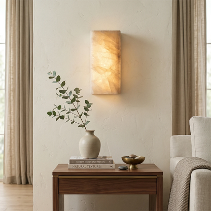 Elegant Alabaster Wall Light Sconce – Modern Transitional Design with Integrated LED for Bathroom and Living Room