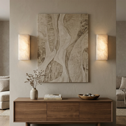 Elegant Alabaster Wall Light Sconce – Modern Transitional Design with Integrated LED for Bathroom and Living Room