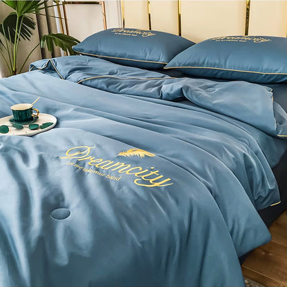Ortekor Elegant Bedding Set | Cooling Silk Summer Quilt with Soft Filling | Lightweight Comfort for Restful Sleep
