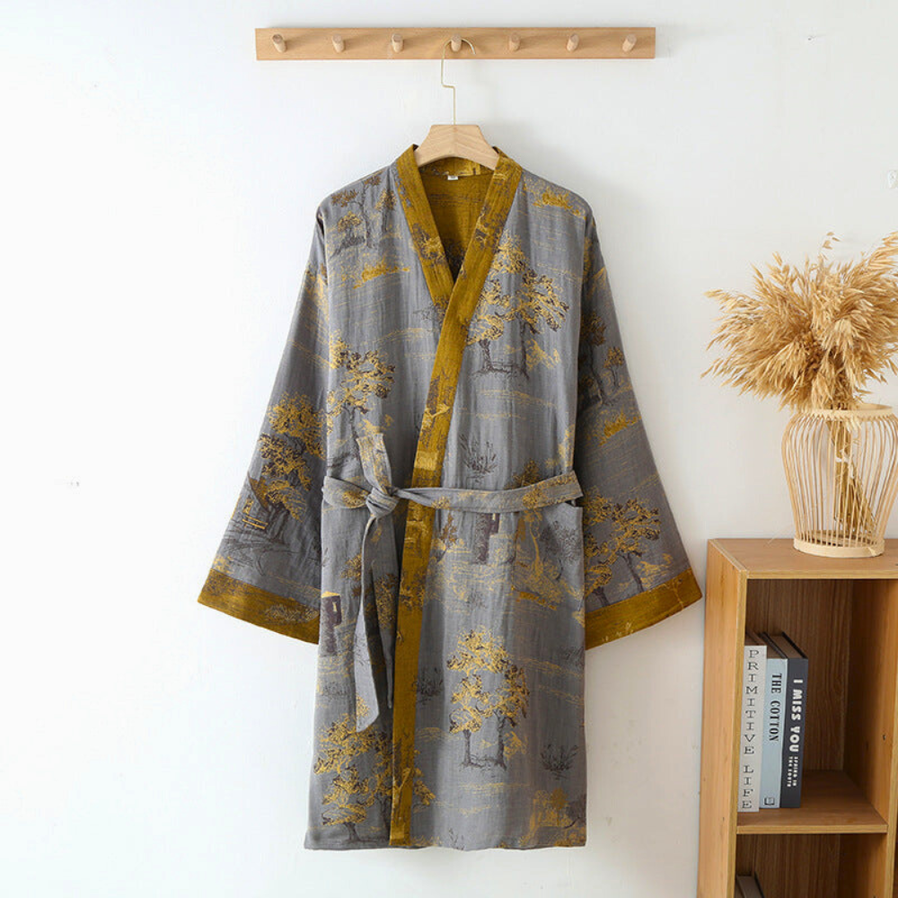 Elegant Cotton Kimono Robe with Relaxed Fit Design for Everyday Comfort
