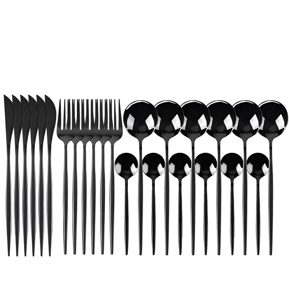 Elegant Cutlery Set | Matte Black Stainless Steel Flatware with Portable Case | Modern Design for Outdoor Dining