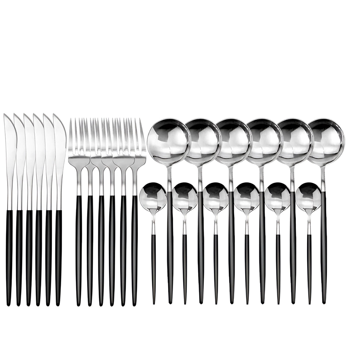 Elegant Cutlery Set | Matte Black Stainless Steel Flatware with Portable Case | Modern Design for Outdoor Dining