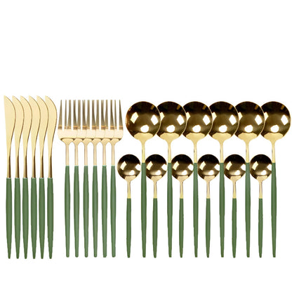 Elegant Cutlery Set | Matte Black Stainless Steel Flatware with Portable Case | Modern Design for Outdoor Dining