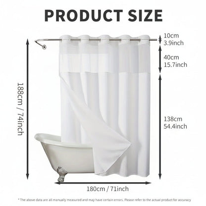 Elegant Double Layer Shower Curtain Set with Waffle Texture & Snap-On Liner for Modern Bathrooms