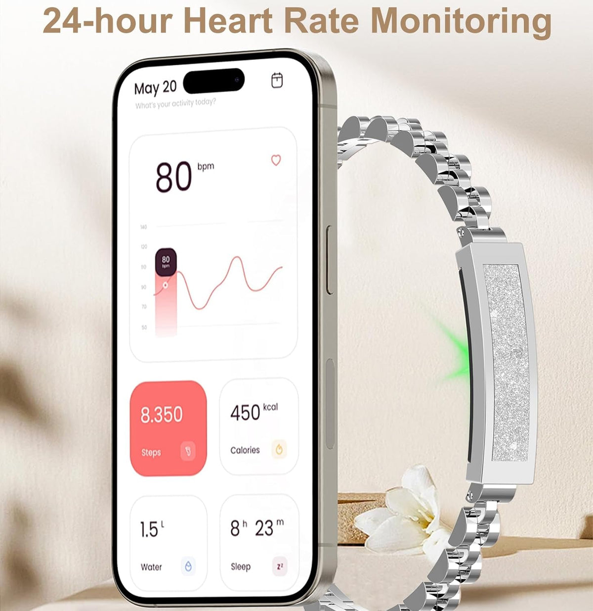 Fitness Tracker for Women and Men, Fitness Tracker Bracelet and Stylish Activity Tracker with Heart Rate Monitor