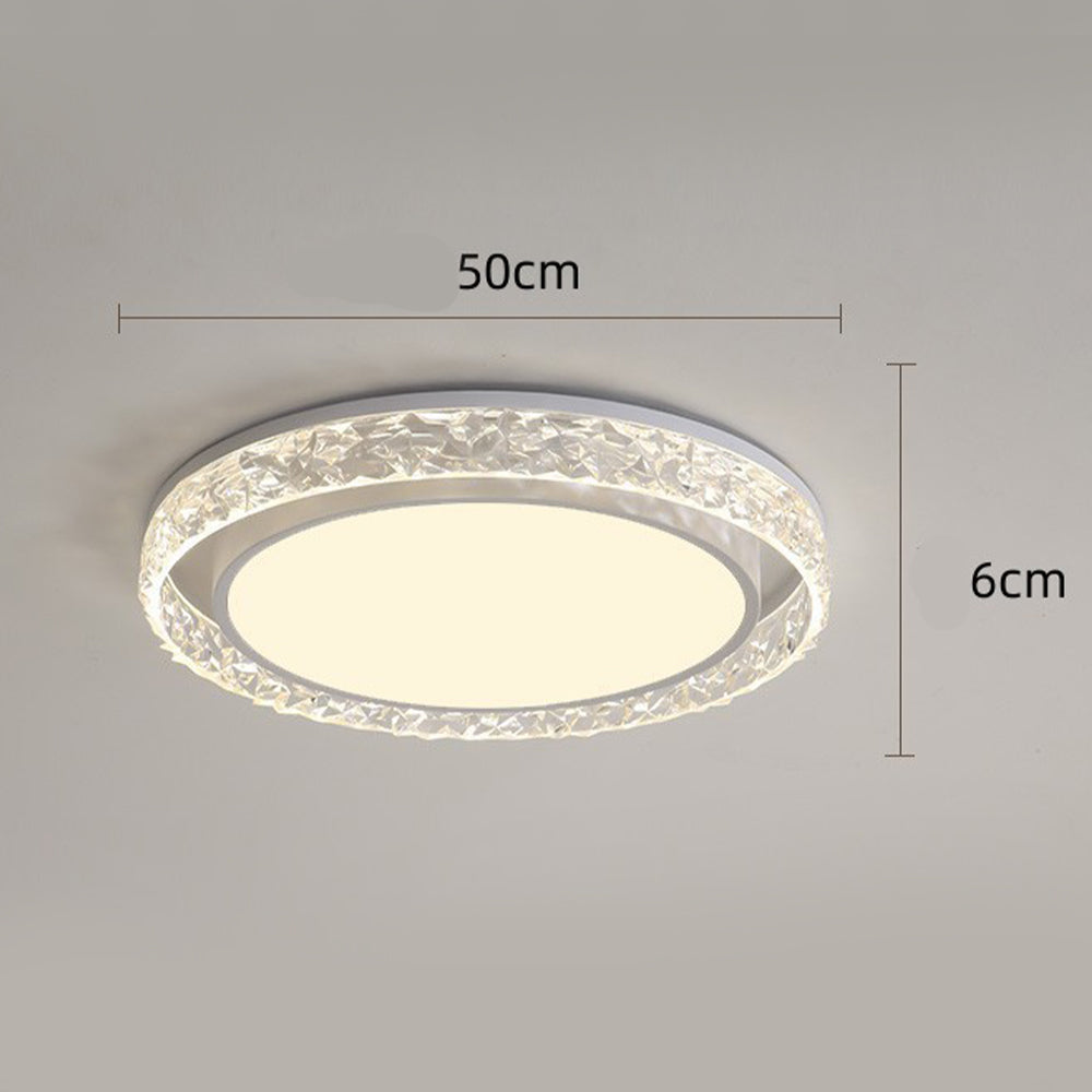 Elegant LED Ceiling Light | Remote Dimmable Flush Mount with Crystal Halo Design for Adjustable Ambiance