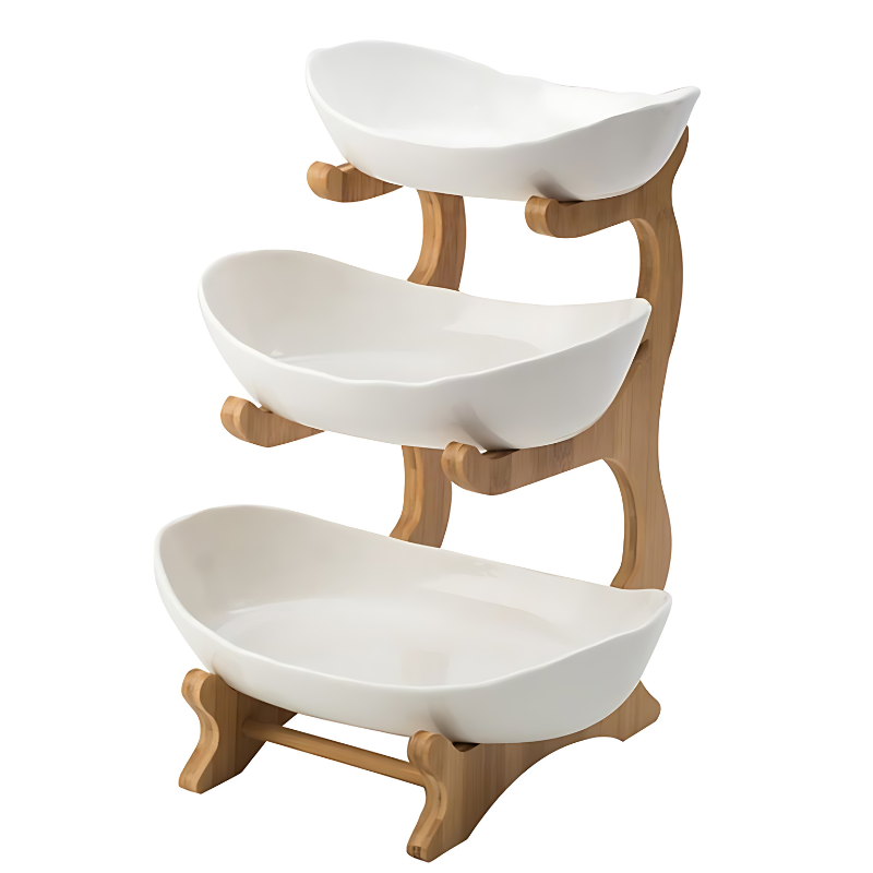 Elegant Modern Fruit Bowl | Three-Tier Compact Design for Stylish Kitchen Organization