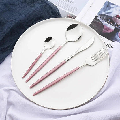 Elegant Modern Pink Flatware Set with Ergonomic Design | Stylish Cutlery for Any Occasion