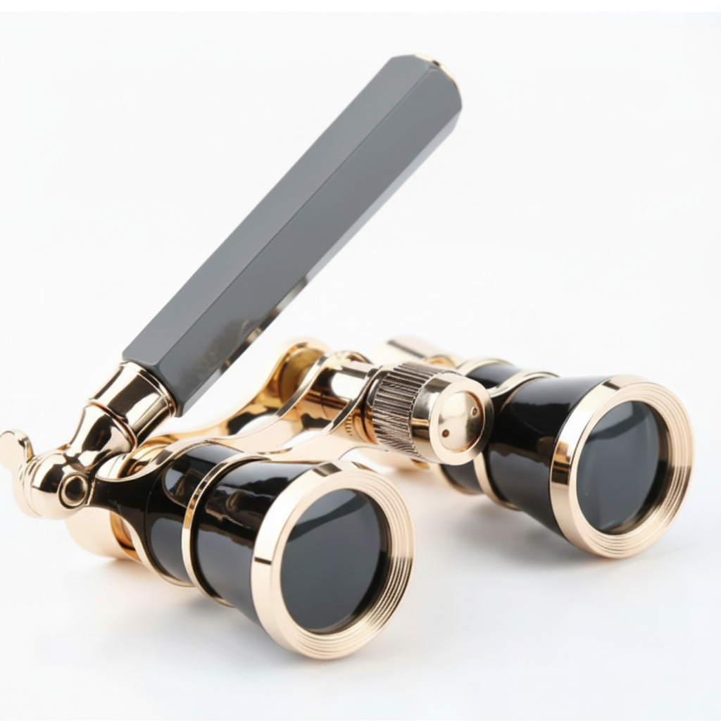 Opera Glasses Theater Binoculars 3x with Folding Handle, Compact Binoculars for Theatre and Concerts, Vintage Opera Glasses