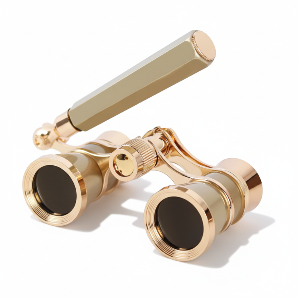 Opera Glasses Theater Binoculars 3x with Folding Handle, Compact Binoculars for Theatre and Concerts, Vintage Opera Glasses