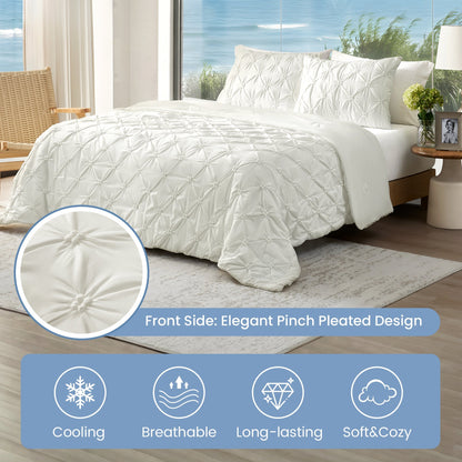 Elegant Pintuck Cooling Comforter with Breathable Fabric | Lightweight Design for Hot Sleepers