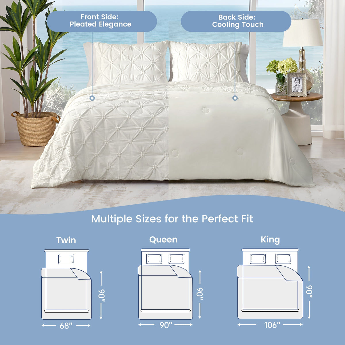 Elegant Pintuck Cooling Comforter with Breathable Fabric | Lightweight Design for Hot Sleepers