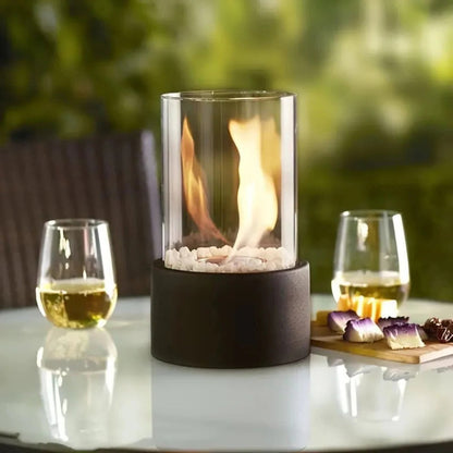 Portable Tabletop Fire Bowl with Glass, Tabletop Fire Pit, Bioethanol Ventless Fireplace, Indoor Fire Pit for Home