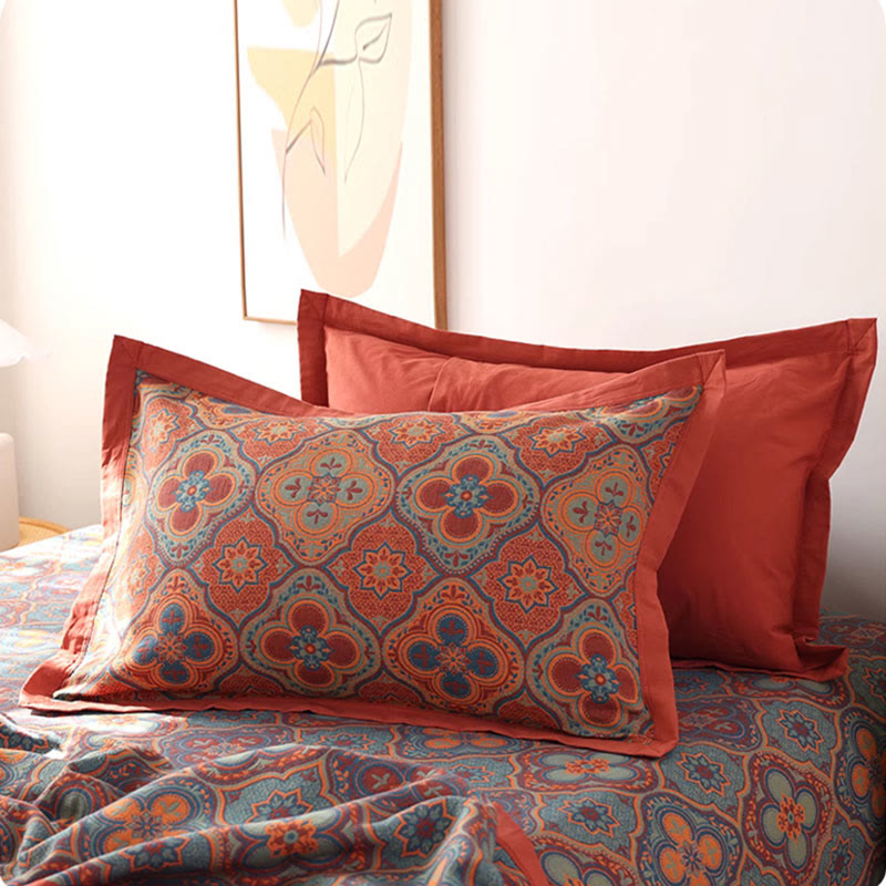 Elegant Reversible Cotton Quilt with Petal Flower Pattern | Versatile Bedding for All Seasons
